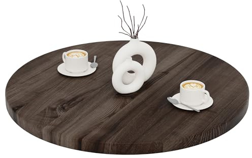 LAMO Manufaktur Tischplatte rund 80 cm aus Naturholz | Holzplatte für Esstisch, Küchentisch, Bistrotisch, Bartisch | Stärke: 40 mm | Farbe: Ebenholz