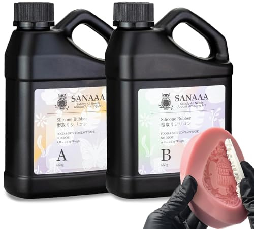 SANAAA 10A Rosa Gomma Siliconica Liquida per Stampi da Colata, 1:1 Rapporto per Realizzazione di Stampi in Silicone, Colata, Stampi Resina DIY (1100g)