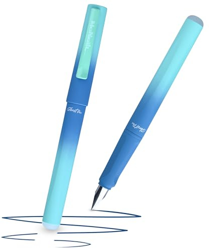 McNeill - Ghost Pen - Gradient - radierbarer Füllhalter für Schule & Alltag | Für Rechts- & Linkshänder | Thermisch radierbare Tinte, ergonomisch, nachfüllbar (Gradient blue lagoon)