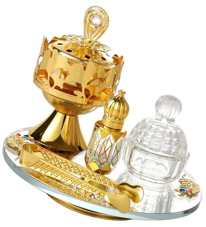 Juego de quemadores de incienso de hierro de vidrio con charola, pinzas, tarro, centros de mesa, decoración para dormitorio, chimeneas, adorno de metal y vidrio