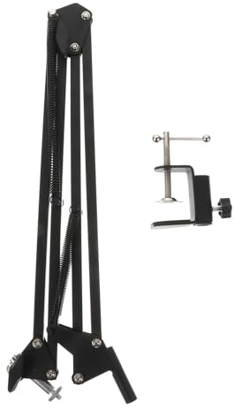 Mobestech Soporte para Webcam Abrazadera Negra y Brazo Articulado Tipo Tijera Ajustable Compatible 1/4 Tornillo Adecuado para Streaming Fotografía y Videollamadas Escritorio