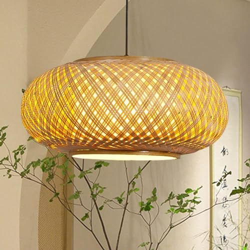 Kinesisk stilkronor handgjorda korglampor rustik oval form vävt restaurang hängande ljus tak naturlig handvävd lampbelysning fixtur, köksljus