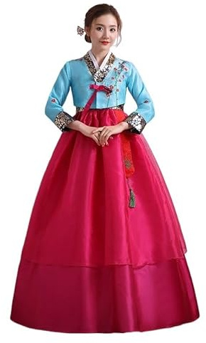 Hanbok for kvinnor Koreansk traditionell dräkt Minoritetspalats Performance Court Kläder Blomma Nyår Bröllopsfest Dansklänning