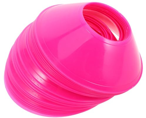 ORFOFE 20 Fußball Trainingskegel 12,5cm aus Robustem Kunststoff Stapelbare Agility Scheibenkegel für Erwachsene Leuchtend Rosa für Fußball und Outdoor Sportübungen