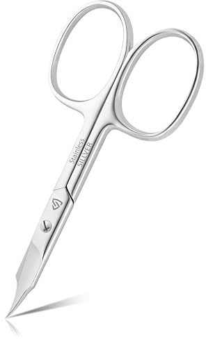 SILLVER Nail Scissors Curved for Nail Tips - Stainless Steel Nail & Cuticle Scissors for Manicure & Pedicure - Professional Grooming Scissors for Mustache, Beard & Dry Skin - Manicure scissors