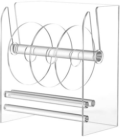 Cabilock Distributeur d'Étiquettes Manuel en Acrylique Support Rouleau Ajustable, Organisateur de Bureau et Maison Compact, Outil d'Application d'Étiquettes Pratique pour Usage Quotidien