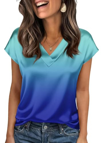 Top Women Mod Manche 3/4 Été Tee Shirt Grande Taille Sport Print Tees Ado Col V