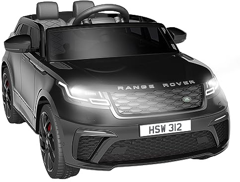 Land Rover Lizenzierte Kinder Elektroauto, 12V Elektroauto Für Kinder, 2 Sitzer Mit 2.4 GHz Fernbedienung, 2 Motoren, Sanftstart, Musik, LED Scheinwerfer & Hupe, Für Kinder Ab 3 Jahren, Schwarz