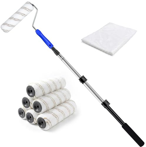 Mister Rui Paint Roller Set 9 Inch,with Extension Pole, for Painting on Smooth and Semi-Rough Surface 9 Packs