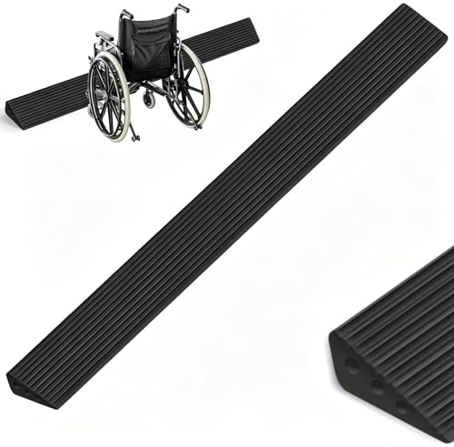 Dörrtröskelramp 2 x 6 x 100 cm, självhäftande tröskelramp robotdammsugare, TPE-ramp dörrtröskel för robotdammsugare, rullstolar, skoter, barnvagnar, rollator, kan belastas upp till 800 kg