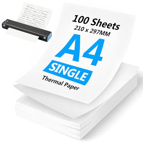 100 Sheets A4 Single Thermal Paper,8.27x11.69 inch,for Thermal Printers