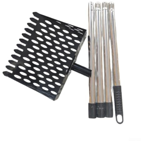 Cuchara y rastrillo 2 en 1 para excrementos de pollo, tamiz de arena de aves de corral de metal para limpieza de gallinas, herramienta ergonómica separadora de suciedad para suministros de pollo