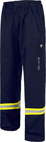 Work Team Pantalón Ignífuga, Tejido Modacrílico, Algodón, Antiestático y Cintas Reflectantes.EN11612,EN11611,EN1149,EN61482. Hombre Marino L