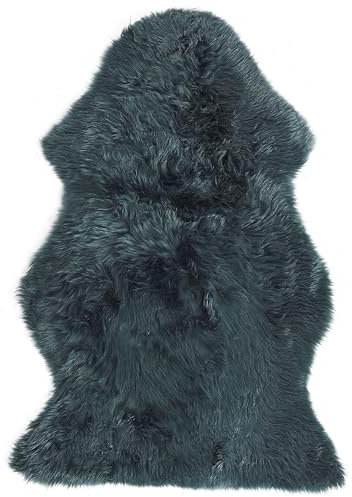 Beliani Alfombra de Cuero Verde Oscuro Piel de Oveja 65 x 110 cm decoración para salón o Dormitorio Uluru