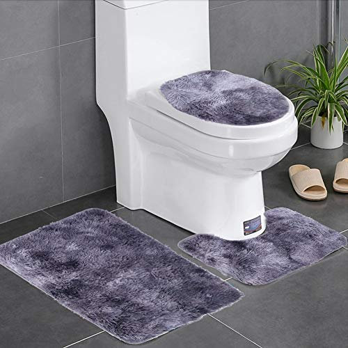Atyhao Juego de alfombras de baño de 3 Piezas, Cubierta de Tapa de Inodoro Antideslizante Suave, Alfombra de baño, Alfombra de Contorno, decoración del hogar(2#)