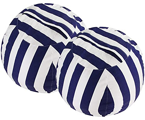 Miaowater 2 PCS Stuffed Animal Storage Bean Bag Chair Cover, Cotton Canvas Beanbag with Zipper for Organizing Kid's and Adults Room Vertical Stripe Blue 24