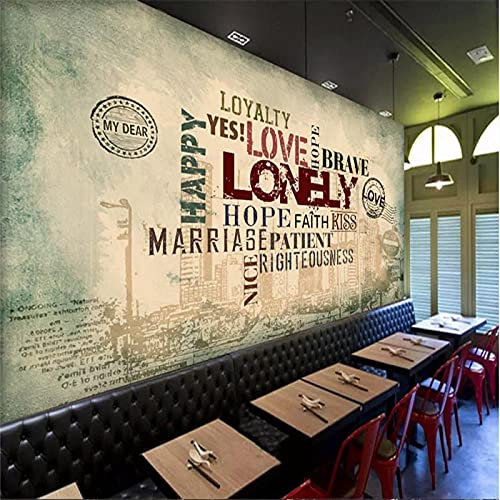 MUMUWUSG Mural De Pared Cuarto De Los Niños - Retro Moda Letras Patrones - Papel Tapiz Fotográfico Tapiz 3D Mural No Tejido Papel Pintado Y Tapiz Y Decoración 140X70Cm