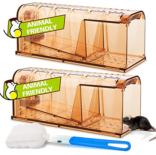 TAKRINK 2P Piège à Souris Vivante, Attrape Souris Humain et Réutilisables avec Trou d'air sans Mécanisme, pour Cuisine, Jardin, Maison, Grenier, Garage