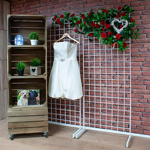 Display Stands Grid Panel 1-Way Shop Display 6ft High White Florist, Market, Fair, Retail (E3J12W/6)
