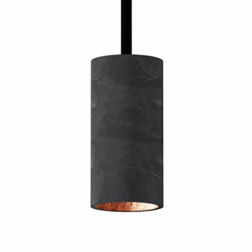 Betoniq Pendelleuchte Beton modern klein NARA13 außen schwarz innen kupfer - Industrial Design Betonlampe Hängelampe mit LED Glühbirne und Fassung GU10 - Hängeleuchten & Pendelleuchten in Betonoptik