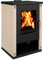 9 kW Holzofen Bruno Novak - Moderner Kaminofen mit Holzfach & Farbiger Seitenverkleidung (Beige)