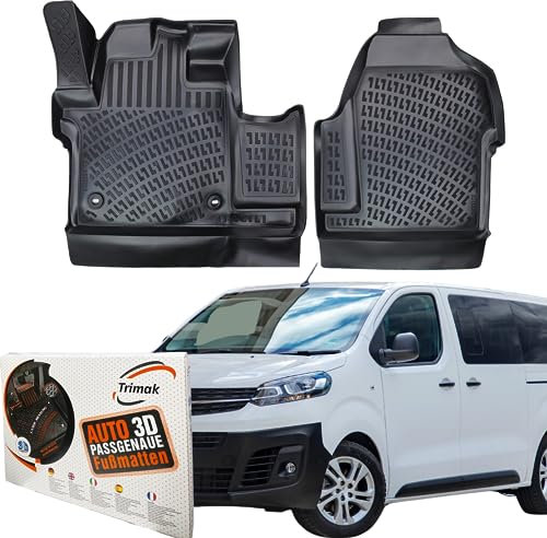 Trimak Passgenau 3D Fussmatten Auto Kompatibel mit Opel Vivaro C Typ LY ab 2020 Auto Zubehör 1. Reihe Gummimatten Autos TPE Allwetter Geruchlos rutschfest Vorne Schwarz