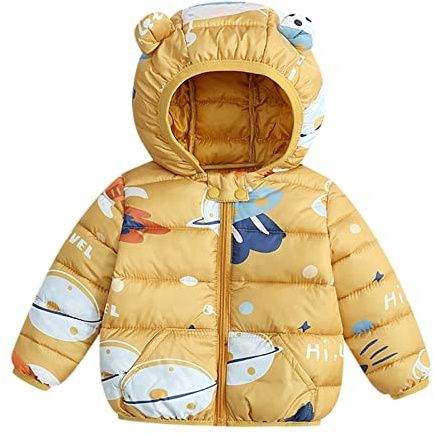 OBiQuzz Bambino Bambino Ragazzi Ragazze Inverno Piumini Carino Orso Cappotti con Cappuccio Cartone Animato Giacca Leggera Outwear Giacca Trapuntata Leggero, Caffè ZB, 18-24 Mesi