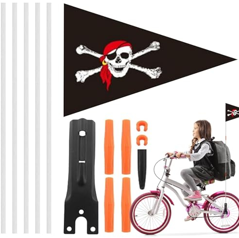 Fahrradfahnen, Go-Kart-Flagge mit Stange,Wasserdichte Fahrrad-Sicherheitsflaggen - Höhenverstellbare Outdoor-Flaggen für Anhänger, Radfahren im Freien, Freizeitreiten