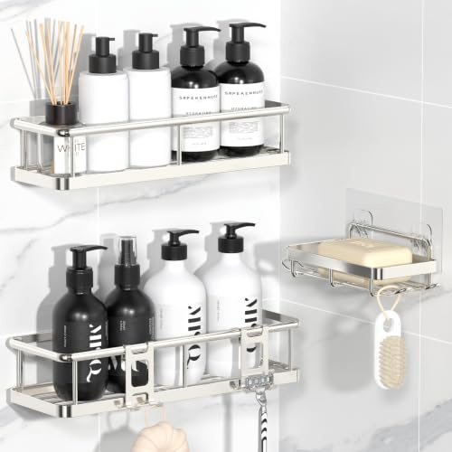 YASONIC Duschablage Ohne Bohren Set, 100% Rostfreie Duschregal (3-Teilig)