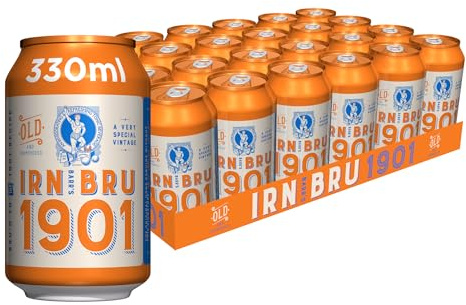IRN-BRU 1901, 24 Pack A Very Special Vintage Recipe, No Caffeine, Full Sugar, Taste The First Ever IRN-BRU Recipe - 24 x 330ml Cans