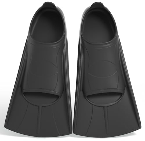 Pinne da nuoto in silicone, morbide e comode, per bambini, adulti, pinne corte per il nuoto, unisex per bambini e adulti, pinne corte (Nero, XXS(27-29))