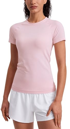 CRZ YOGA Seamless T-Shirt Hip Length Strawberry Pink 8