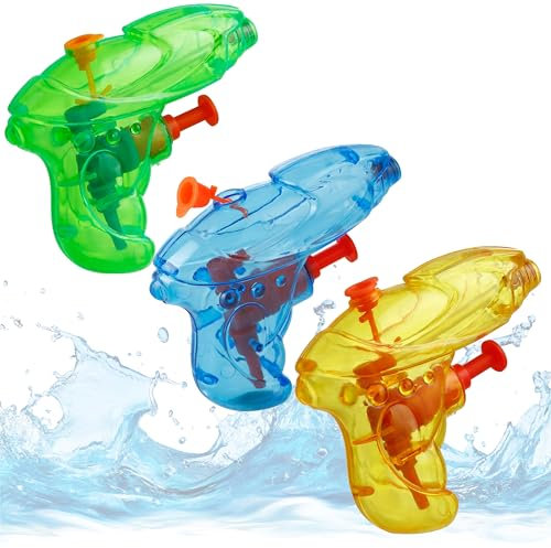 3X Wasserpistolen 8 cm bunt Set - Extra großer Reichweite - Spritzpistole klein mini - Wasserspritzpistole für Kinder (3X Stück - 8 cm)