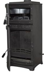 Lodi Gurme Poêle de cheminée avec four | Brûleur à bois et charbon à double combustion de 8 kW | Certifié CE et Ecodesign 2022 | Classe A Energy | Corps en acier émaillé | Verre Schott-Robax