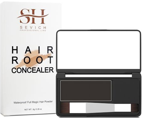 SEVICH Root Touch up, Hairline Powder with Brush, Instantly Conceals Hair Loss, Thinning Gray Hair Shadow Toppers for Women & Men, 48H Makeup Lasting, 8g Large Capacity Dark Brown