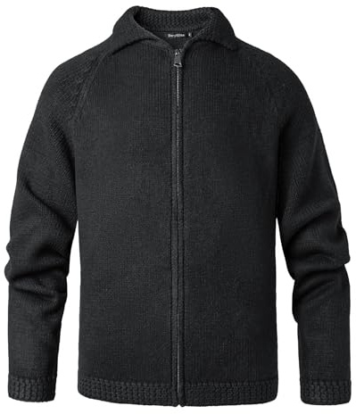 Beryielite Hombre Chaleco Cardigan Chaqueta Abierta Delante con Cremallera de Punto Caliente Corte Acolchado Informal Manga Larga Jersey