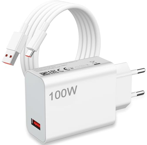 ASKUBSKU 100W laddare och USB-C-kabel för Xiaomi Poco X8 Pro MAX F8 Ultra Mi 17 Pro MAX 17T Pro 5G, snabb laddningsadapter och 1 meter typ C 6A-kabel för Mi Redmi Note 15 Pro+ K90 Pad