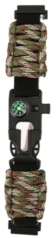 CFTGIW 6 I 1 Paracord Armband Watch Band 22mm Spänne med Fire Starter Kompass Whistle Passar för Huami Svart Rep och Startrem Praktisk Användning 1 6 I Kompass Multipel Eld Fire (Grönt kamouflage)