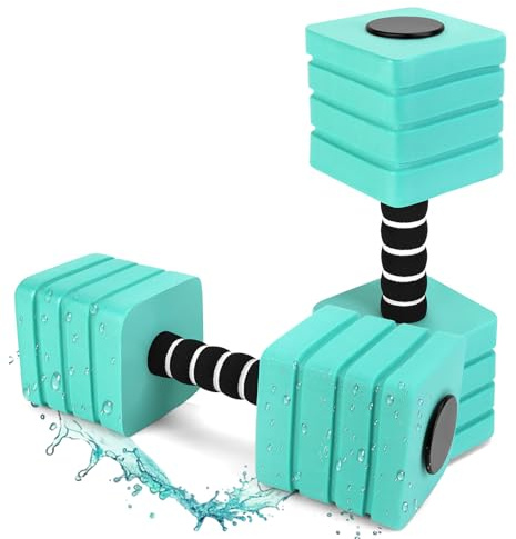 2Pack Water Weights for Pool Exercise, YECERCAN Square Water Aerobic Equipment for Pool Fitness and Workouts, Dense EVA Foam Water Dumbbells for Weight Loss, Body Shape and other Activities (green)