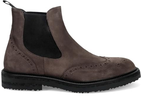 Sangiorgio Stivaletti da Uomo CHELSEA BROGUE SMOG in Camoscio Grigio - 924 CAMOSCIO SMOG - Taglia 43