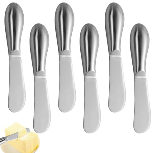 FuYelng 6 Piezas Cuchillo Mantequilla Multiusos de Acero Inoxidable, 13,5 × 2,5 × 2 cm Cuchillos Untar Pequeña Untadores de Pate Espátula Esparcidora de Mantequilla, para Nata Mermelada Queso