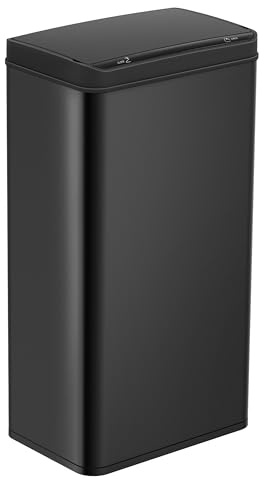 Ribelli Pattumiera in acciaio inox, 70 litri, con sensore, apertura e chiusura automatica, pattumiera da cucina con indicatore di funzione LED, colore nero