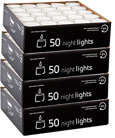 Qult Farluce Teelichter in Kunststoffhülle - Rußfrei - unbeduftet - Nightlights und Maxilights (Qult Farluce Nightlights, 4)