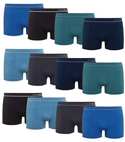 Channo Calzoncillos de Hombre Boxer de Licra Sin Costuras, Suaves y Cómodos (Pack de 12 Clásicos XL)