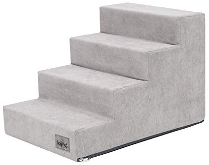 Hobbydog Hundetreppe, Savoy, In Zwei Größen,Antirutsch,Beständig L (4 Stufen 60x40x40cm), Asche