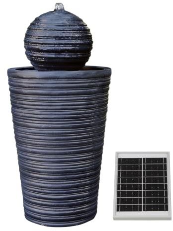 Gardenwize Solar Powered Round Ball Garden Water Feature with LED Light – Weatherproof Resin Fountain, Eco-Friendly & Low Maintenance Outdoor Garden & Patio Ornament