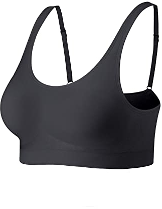 Lemef Non Wired Bras for Women Comfort Wireless Bras Seamless Wirefree Bras Full-Coverage 1*Black, 2XL