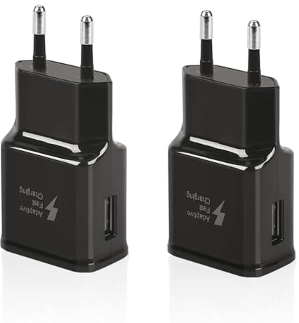 2 Pack Cargador USB Compatible con Samsung Galaxy S21 S20 S10 S9 S8 S7 Plus A03 A13 A14 A15 A25 A34 A53 A54 A55 Note 9/8 y Otros Smartphones, USB Adaptador Cargo Cabezal Cargado Pared Corriente