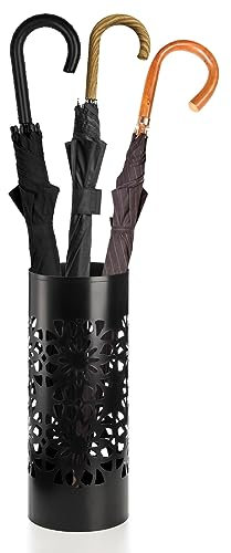 Bekith Metal Umbrella Stand, Free Standing Umbrella Holder for Entryway, Canes Walking Sticks Holder for Home, Office, Round, Black