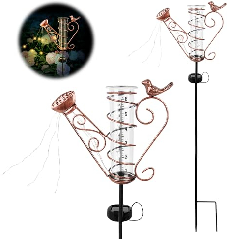 Hojalis Regenmesser für Den Außenbereich, 17,4 cm Regenmesser Mit Erdspieß, Regenmesser Ersatzglas Frostsicher, Regenmesser Frostsicher, Regenmesser Glas für Hof, Rasenweg, Durchgang, Terrasse